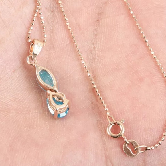 Aquamarine & gold earring & necklace SET - Picture 3 of 6